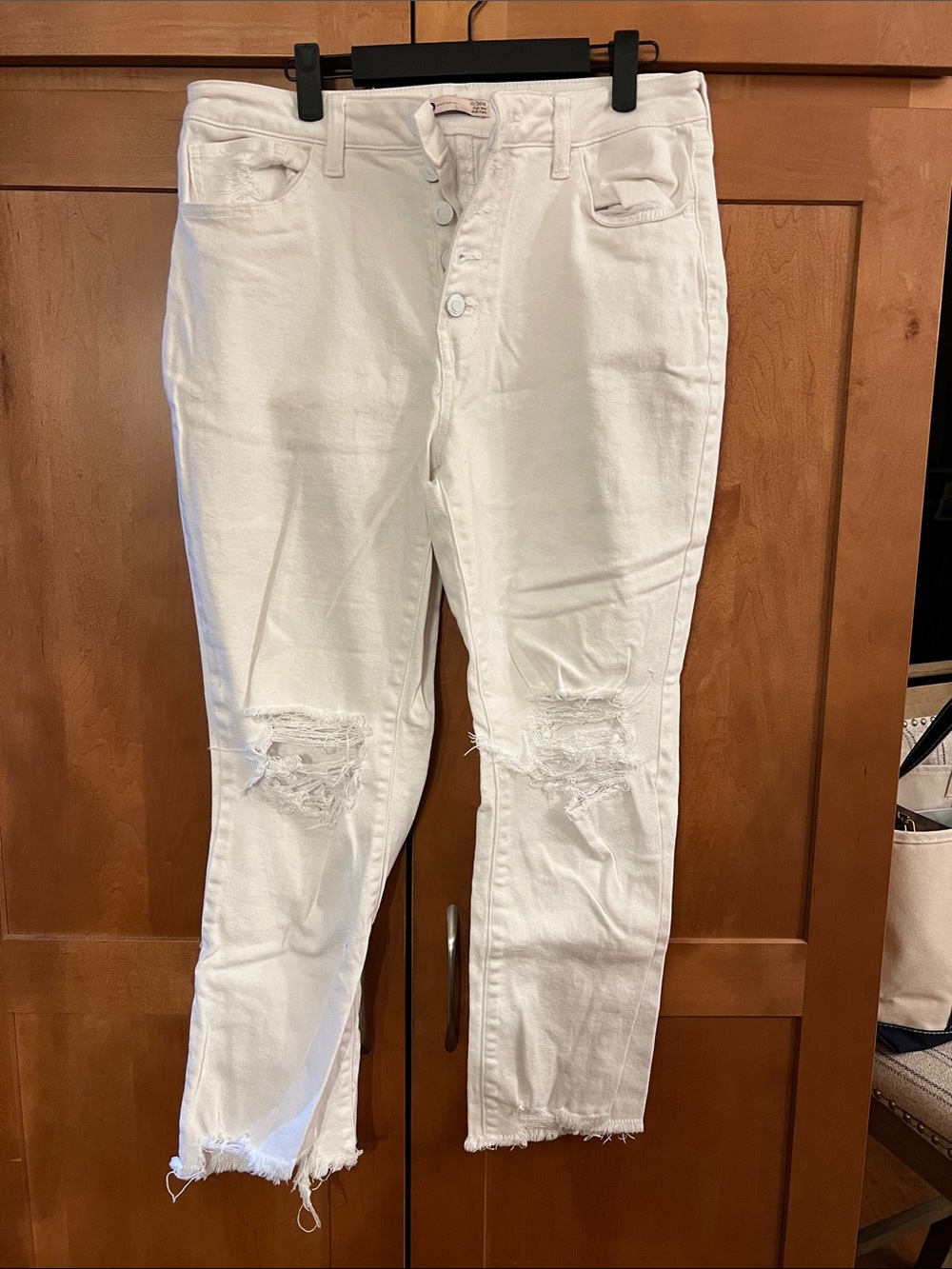 SO White Distressed Flare Jeans with Frayed Hem
